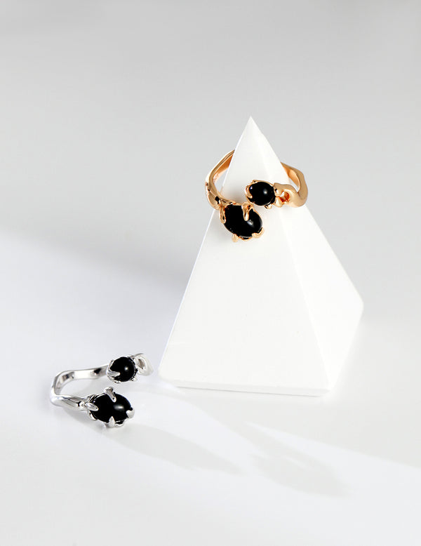 Sterling Silver Simple Black Onyx Ring