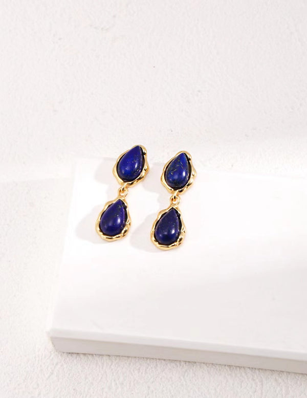 Sterling Silver Vintage Style Lapis Lazuli Earrings